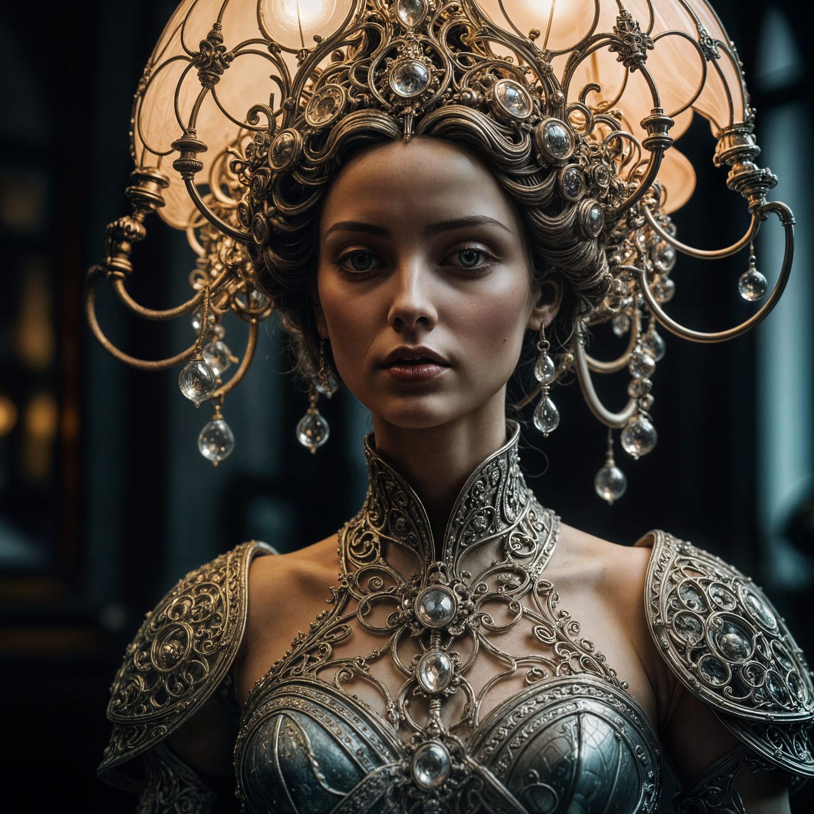 Surreal Feminine Sculpture Lamp in Hyperrealistic Style