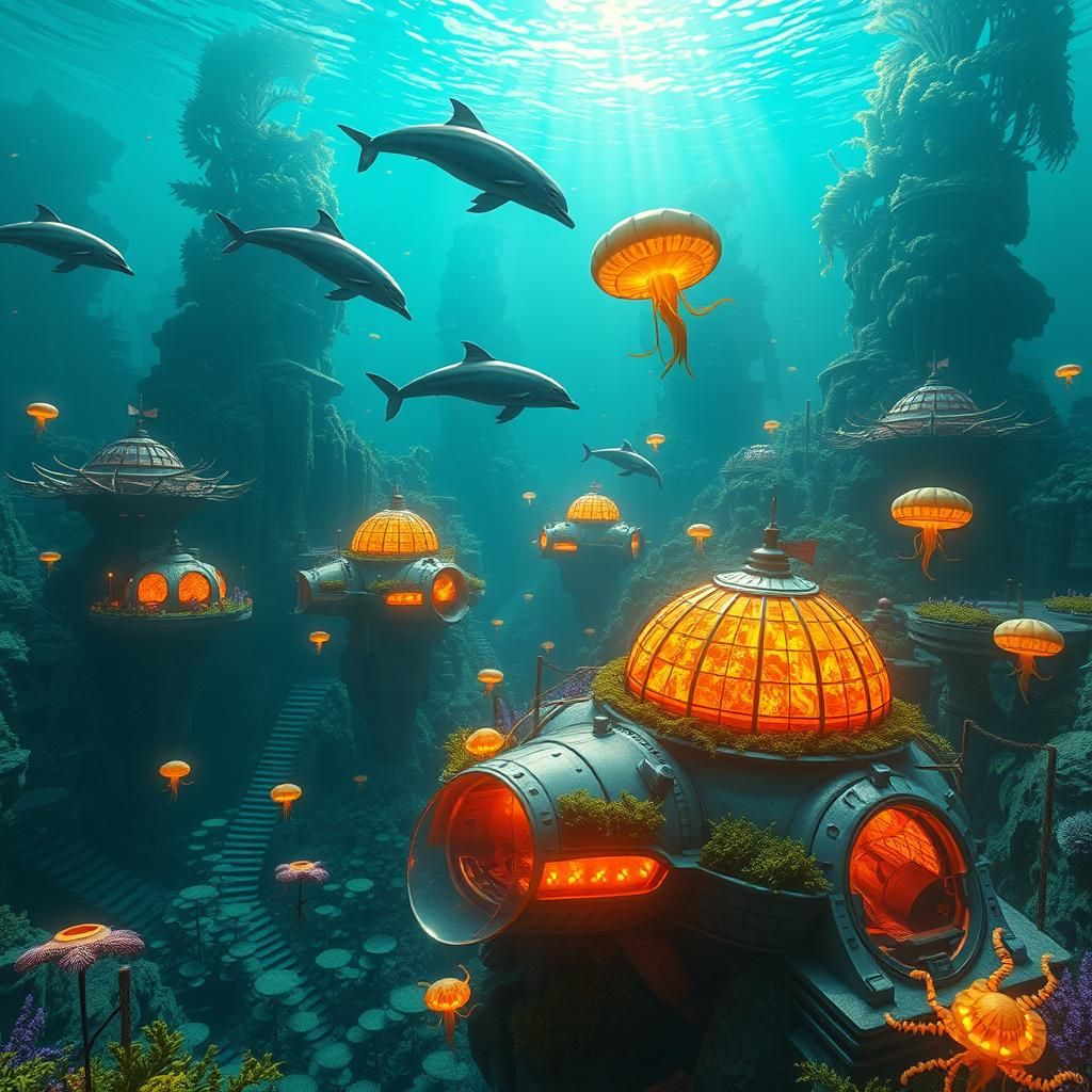 Lush Underwater Metropolis as Matte Painting