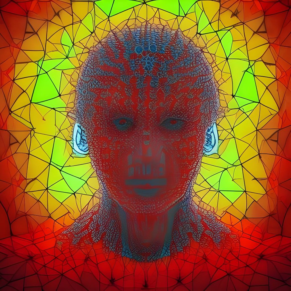 Blazing Polygon Human Portrait in Mixed Media