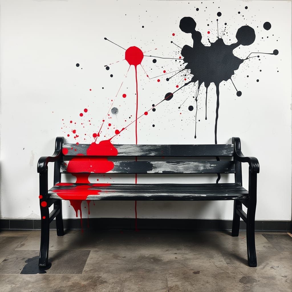 Abstract Ink Splatter Art on Canvas