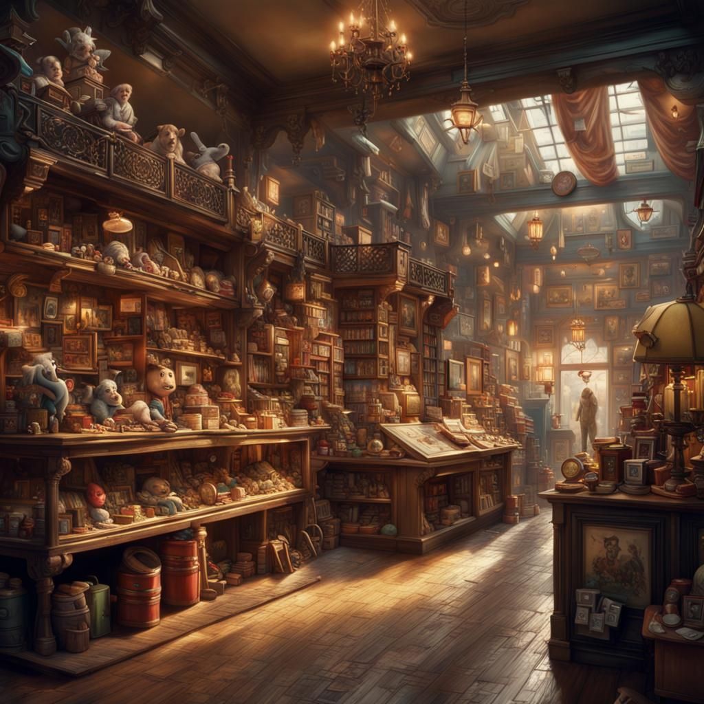 Dramatic Digital Painting of a Toy Shop