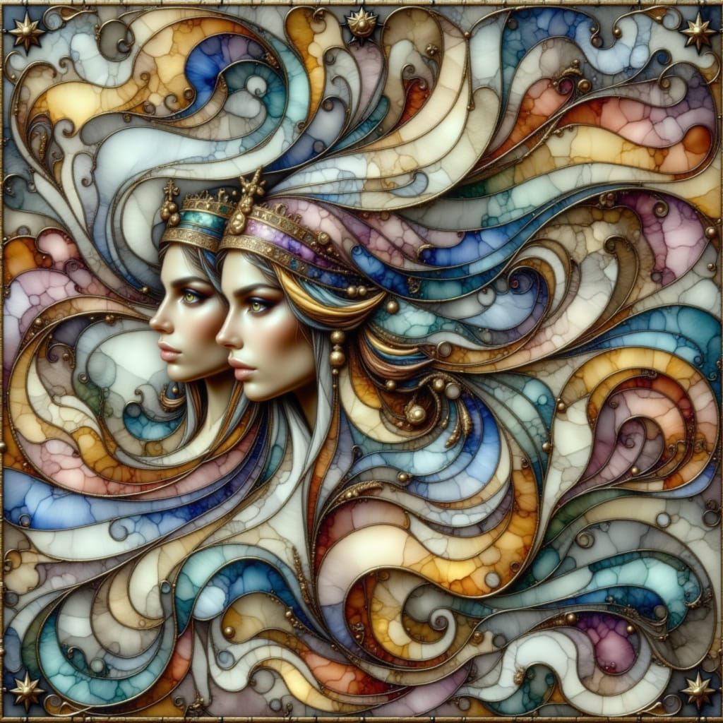 Intricate Mathematical Curves in Crinkled Metallic Style