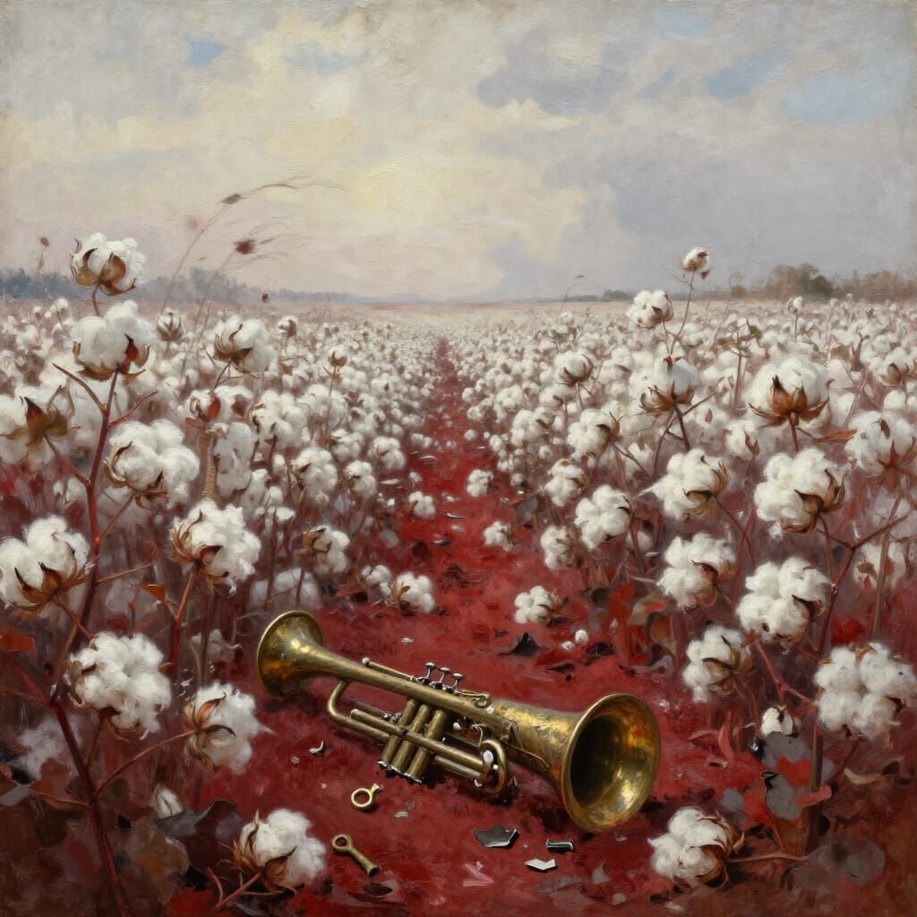 Symbolic Cotton Field in Painterly Style