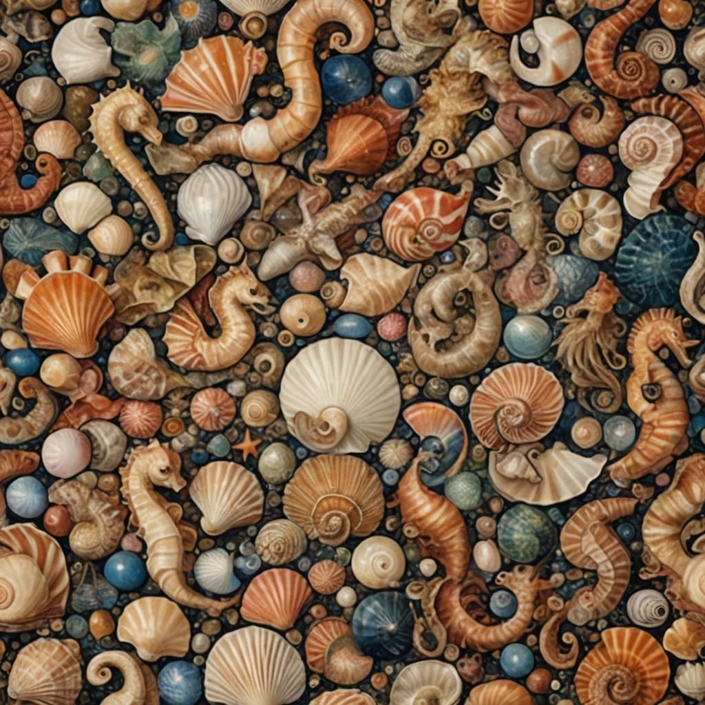Psychedelic Seashells and Seahorses: Intricate Details