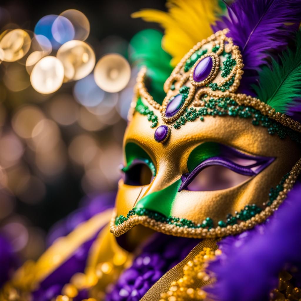 Festive Mardi Gras Celebration in Sharp Focus