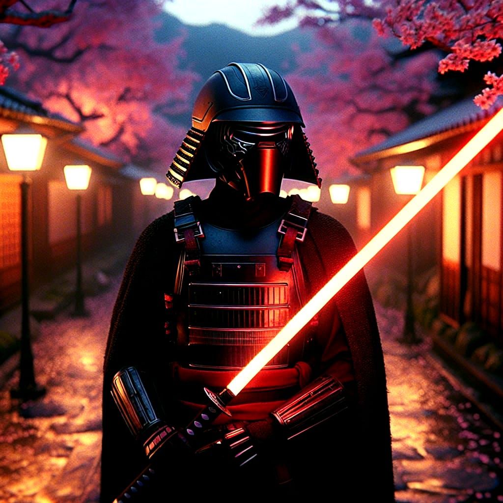 Samurai Sith Lord in Cherry Blossom Japan