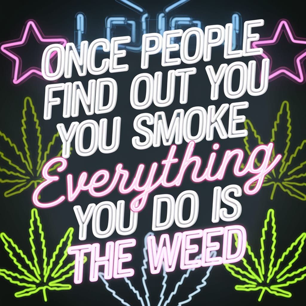 Neon Wallpaper with Marijuana Leaves and Stars