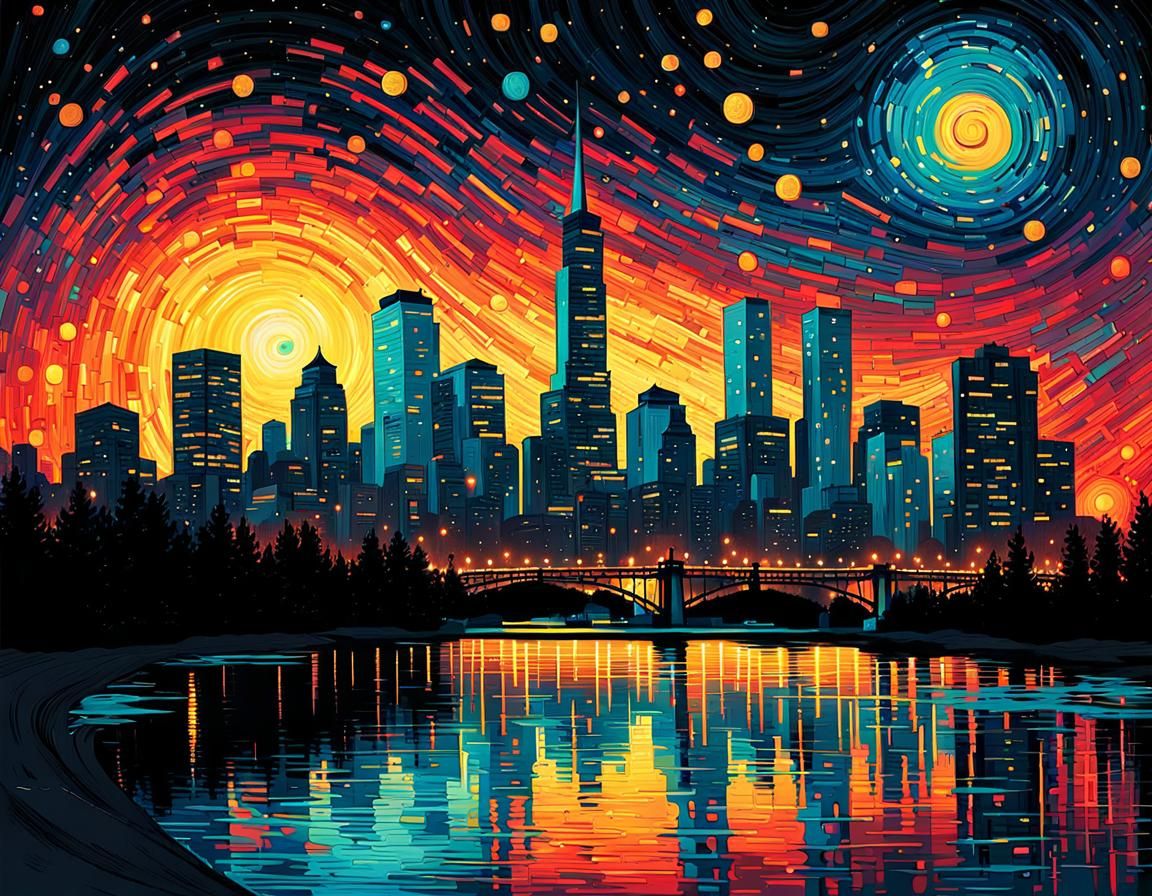 Starry Night Edmonton Alberta Canada Cityscape 🇨🇦