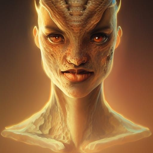 Demonic Eldritch Gecko Portrait in Artgerm Style
