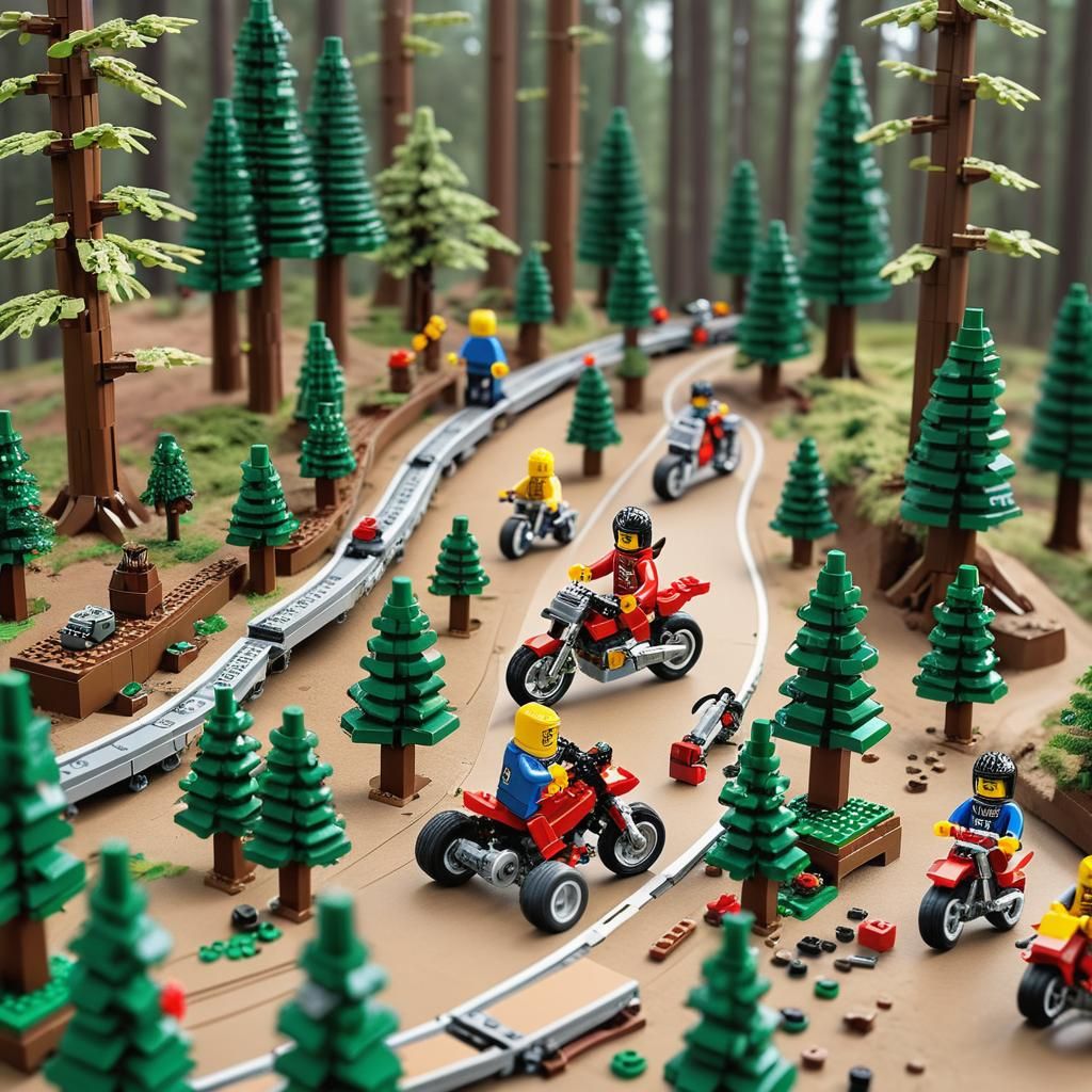 LEGO Technic Motorcycle Race on LEGO Track