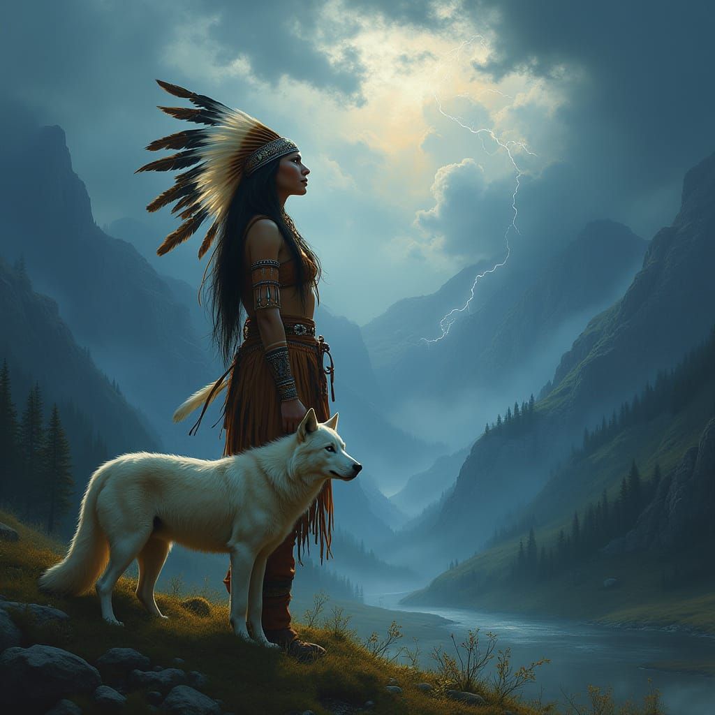 Majestic Cherokee Dreamcaster Stands Amidst Turbulent Thunde...