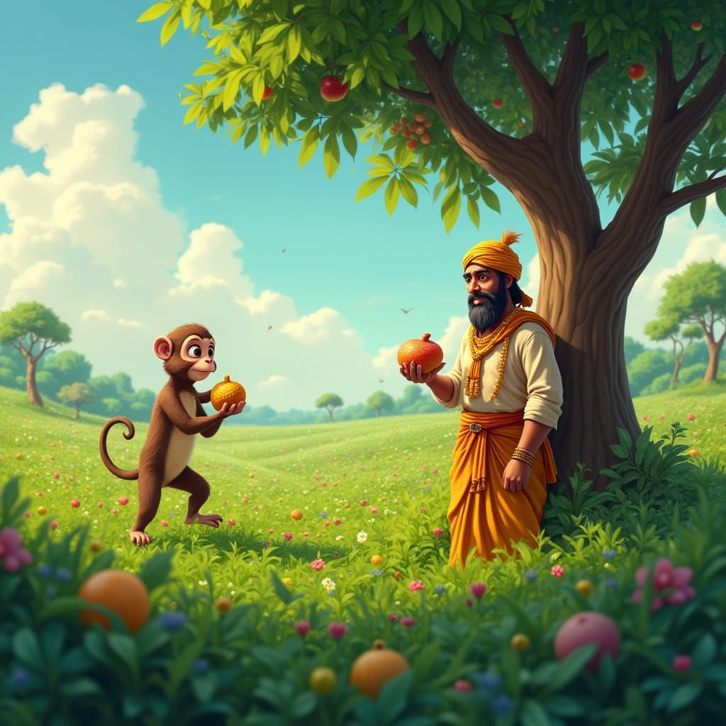 Indian Farmer's Heartwarming Partnership in Animated Style