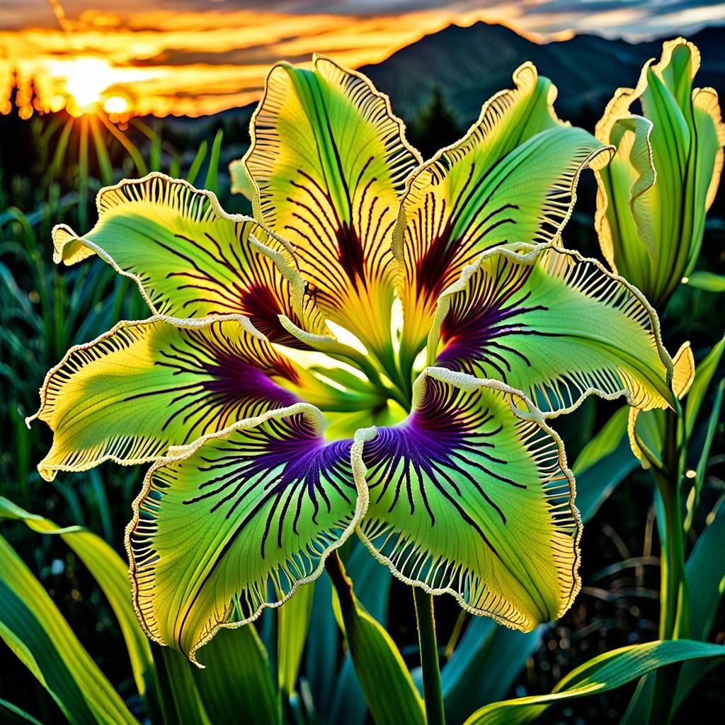 Intricate Green Orchid Hybrid in Hyperrealistic Style