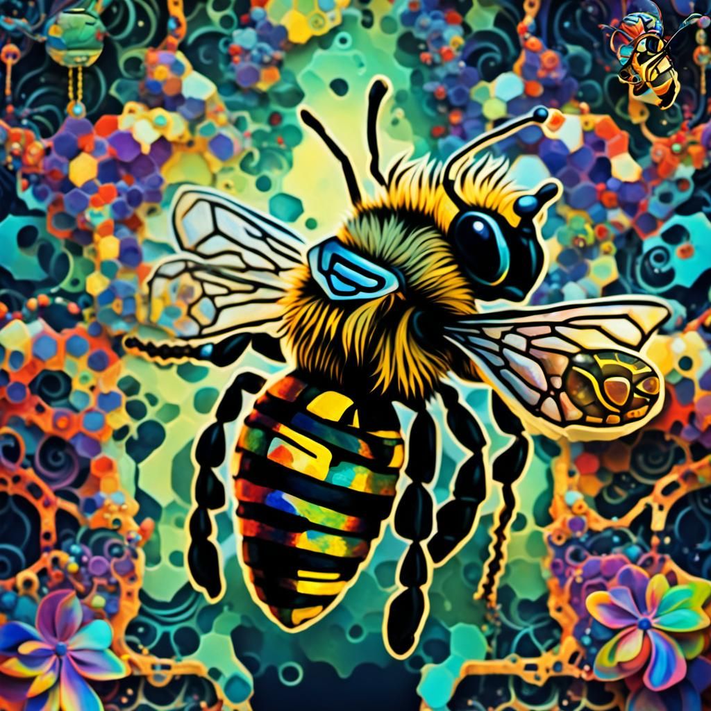 Psychedelic Bee Flying in Key Largo: Abstract Art