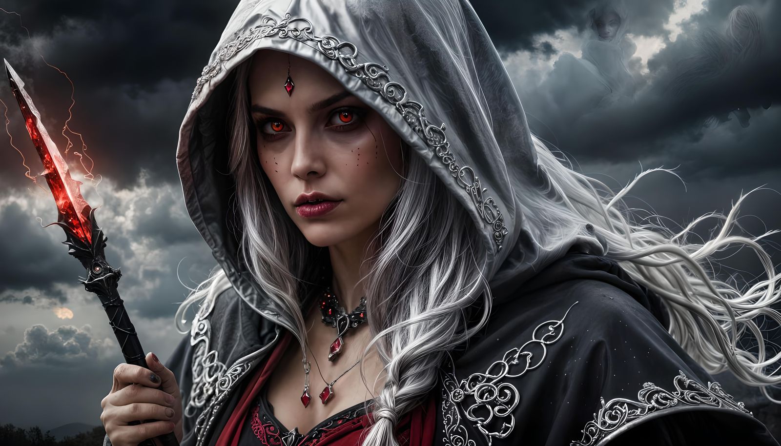 Silver Hooded Soul Hunter Portrait in Hyperrealism