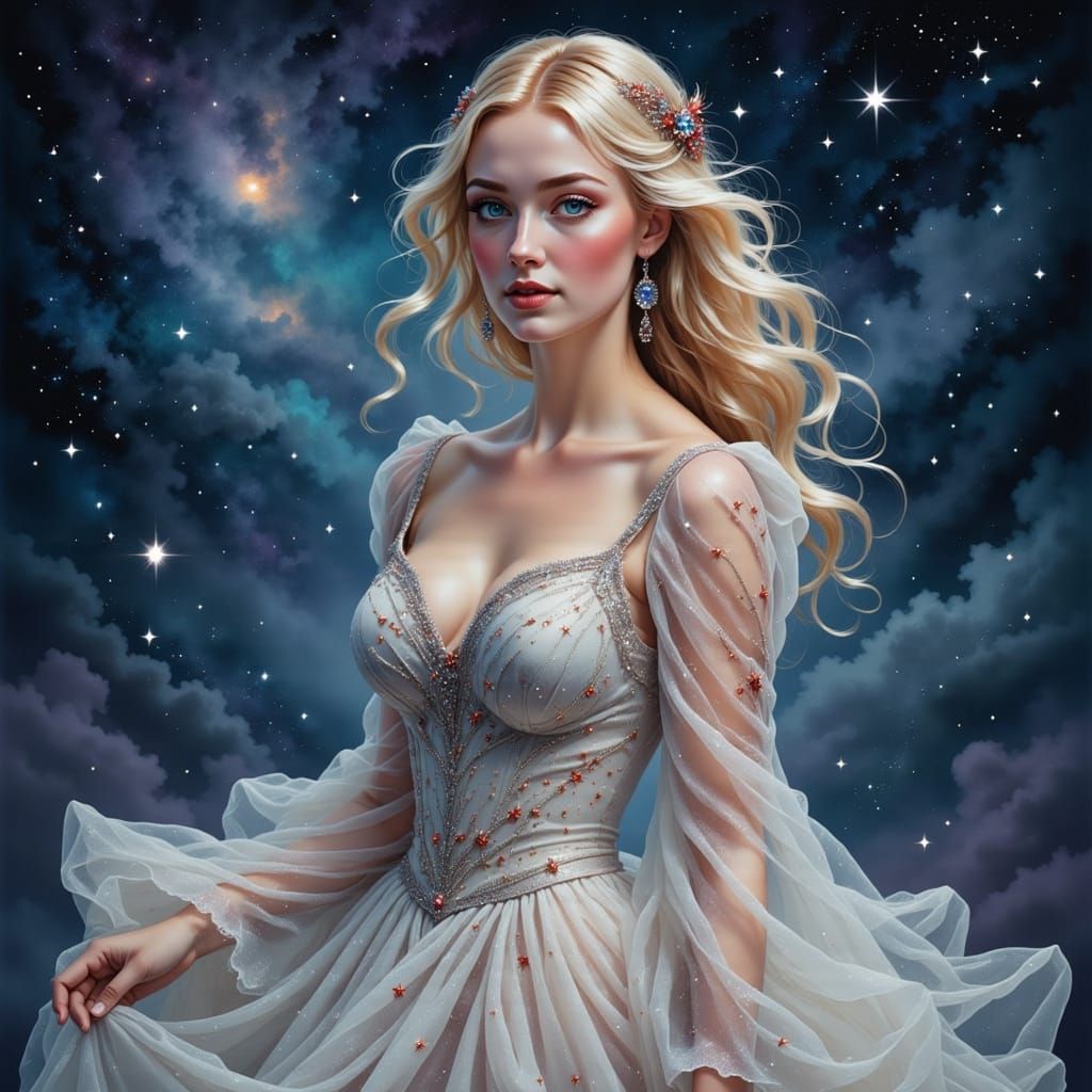 Enchanting Norse Goddess in Midnight Sky