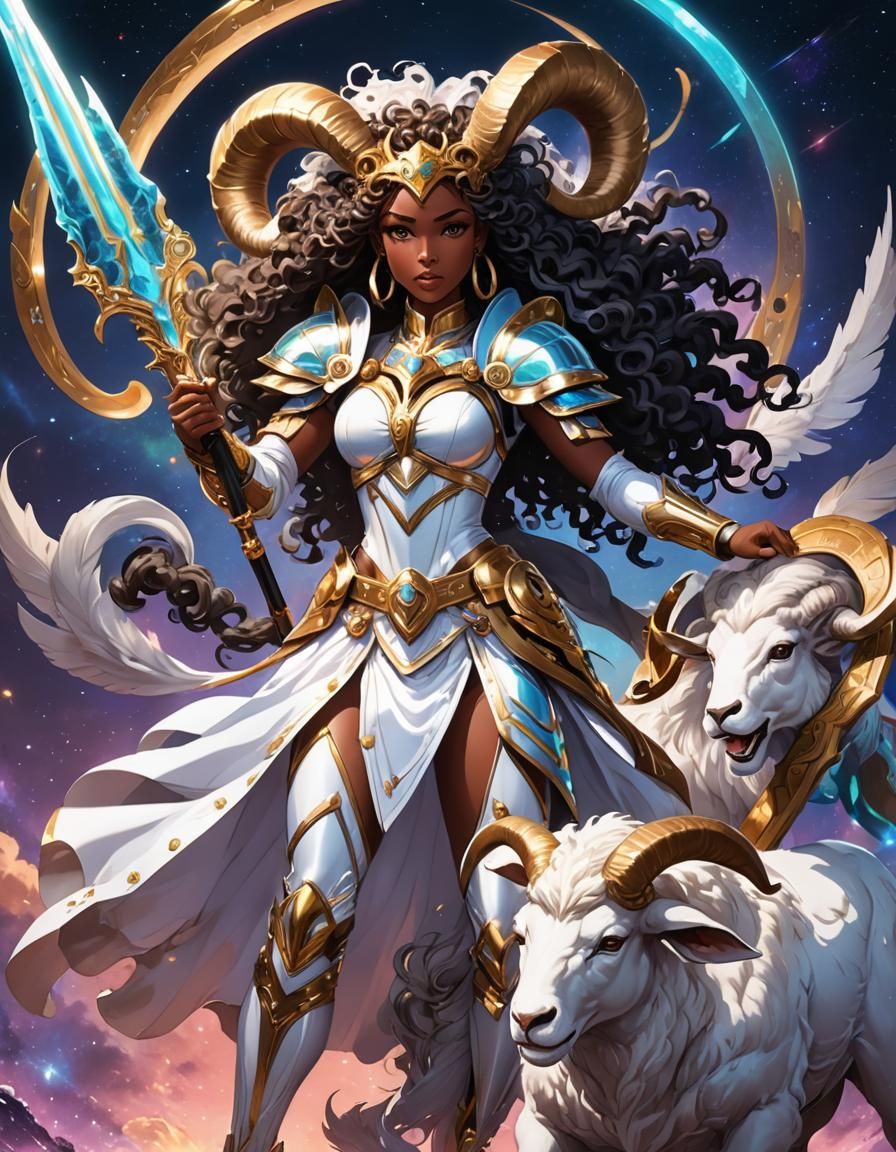 Aries Goddess of War in Anime Style