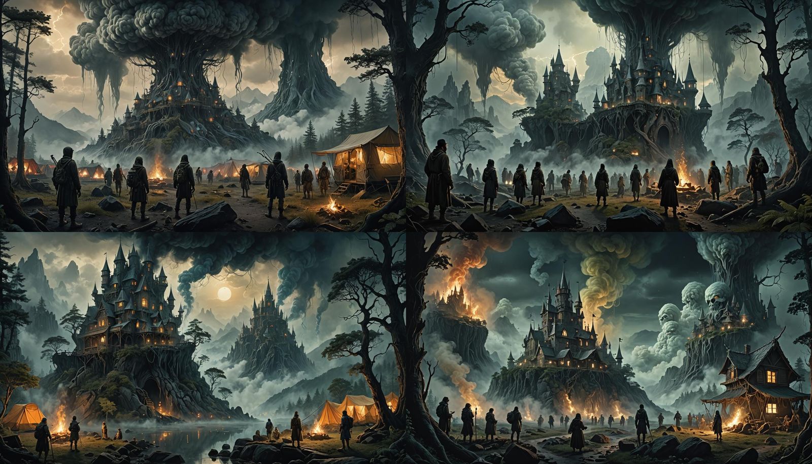 Ethereal Entity Retreats: A Matte Painting in Deep Color
