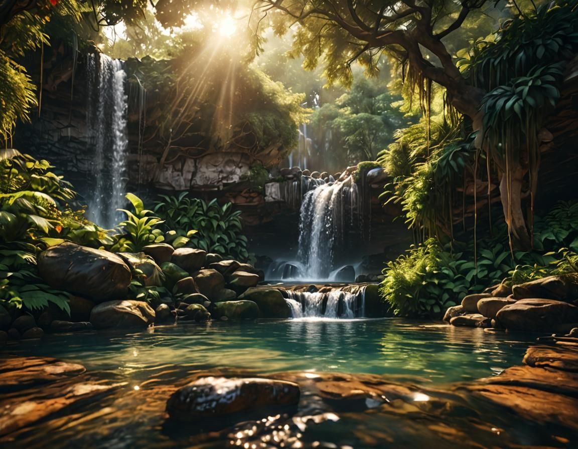 Stunning Waterfall Landscape in Photorealistic Style
