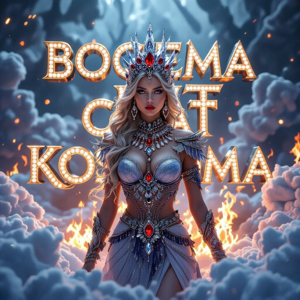 Goddess of Ice and Fire with Luxury 3D Letters
