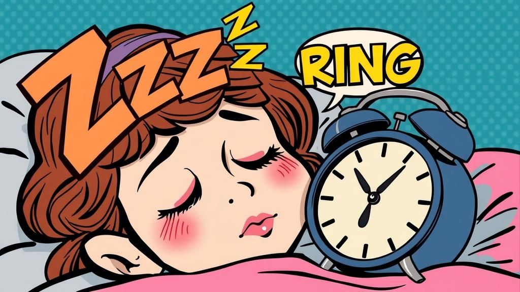 Classic Comic Book Girl Sleeping with Zzz and Alarm