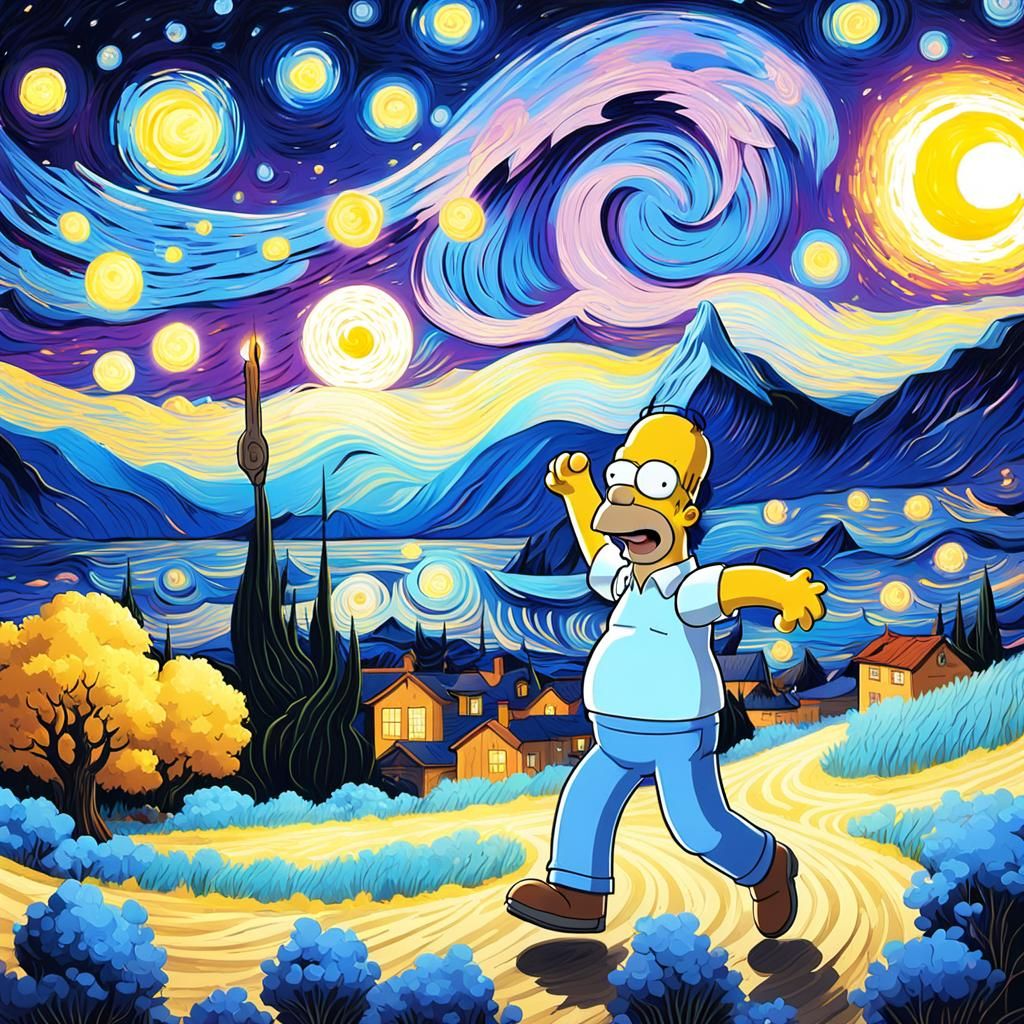 Homer Simpson Performs the Gojo Move in a Vibrant Starry Nig...