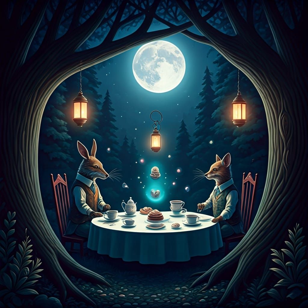 Magical Moonlit Tea Party with Talking Animals