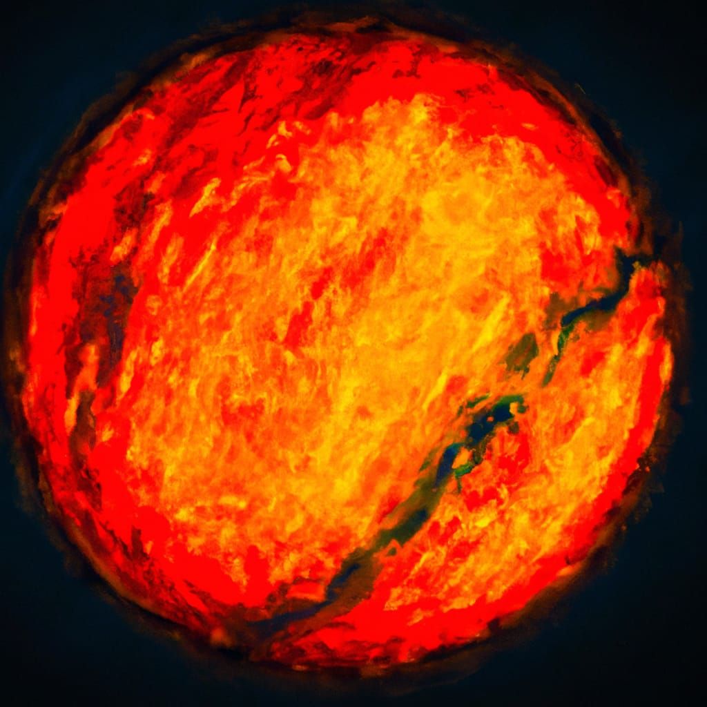 Fiery Orb Floating in the Emptiness of Space