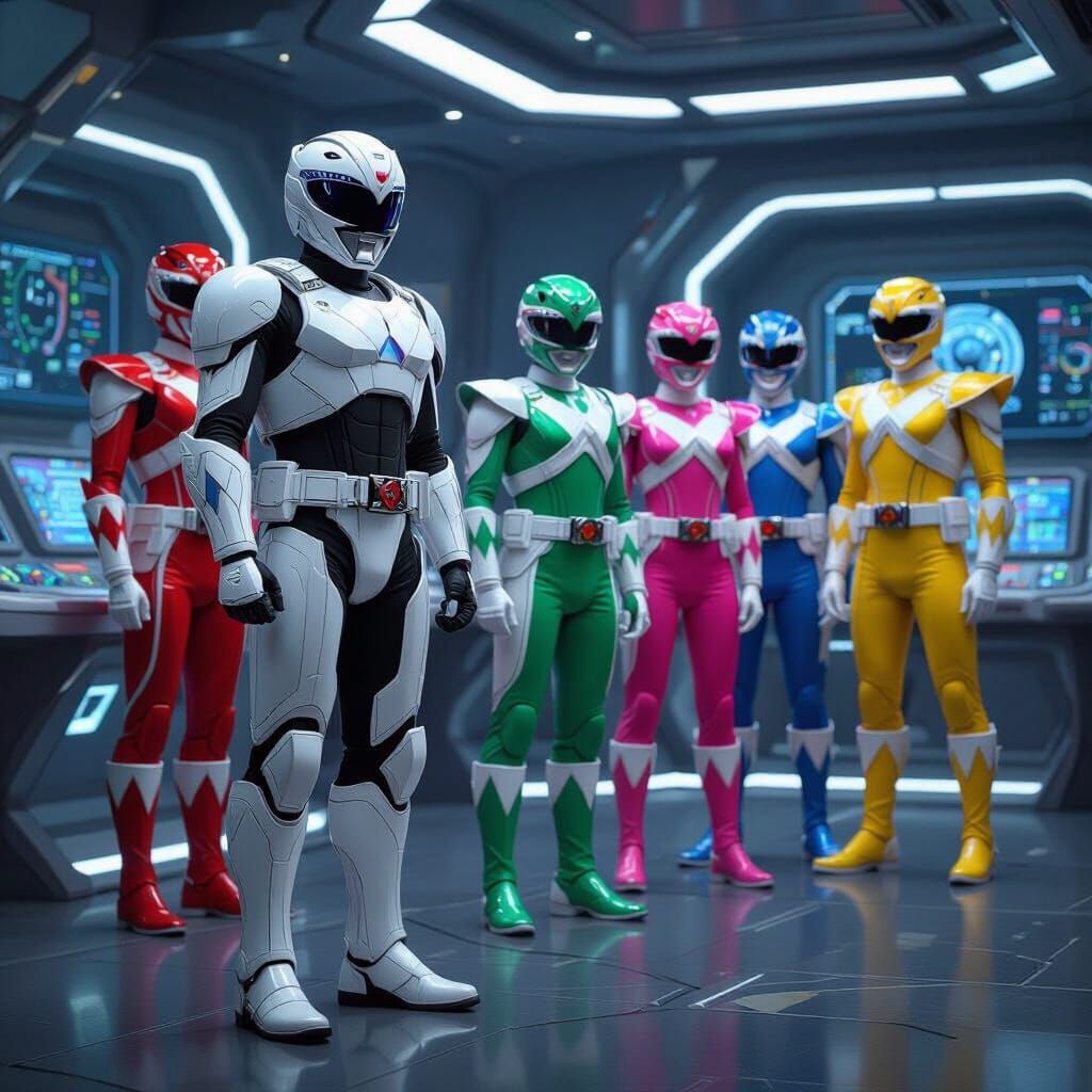 Power Rangers Unite in Futuristic Command Center