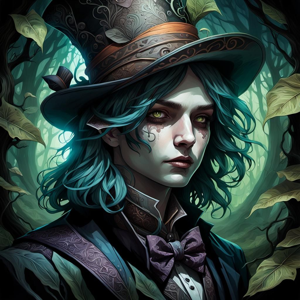 Abandoned Mad Hatter's Hat in Mystical Forest