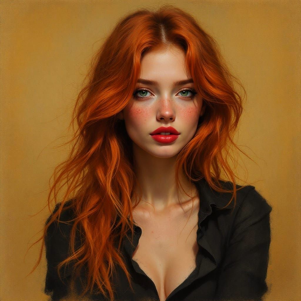 Softly Lit Portrait of a Red-Haired Irish Woman