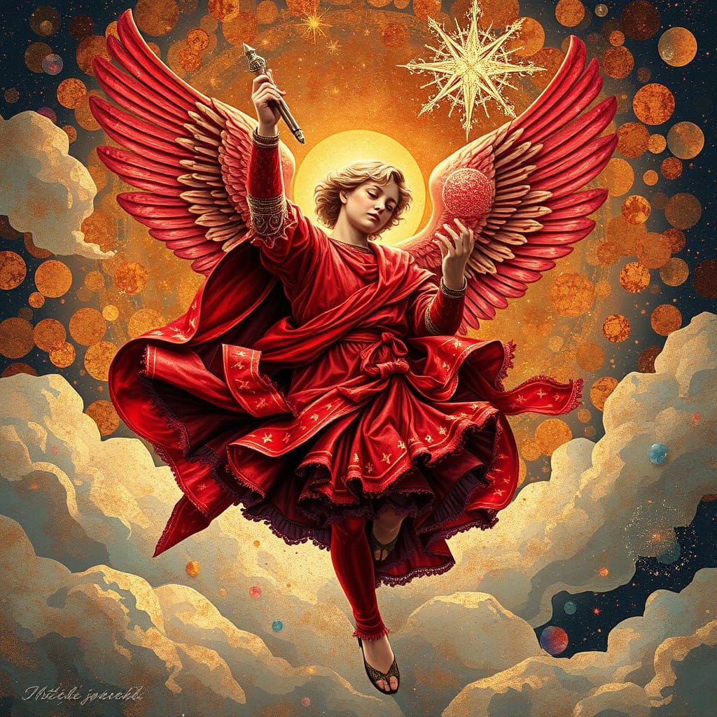 Archangel Michael in Vibrant Jugendstil Art