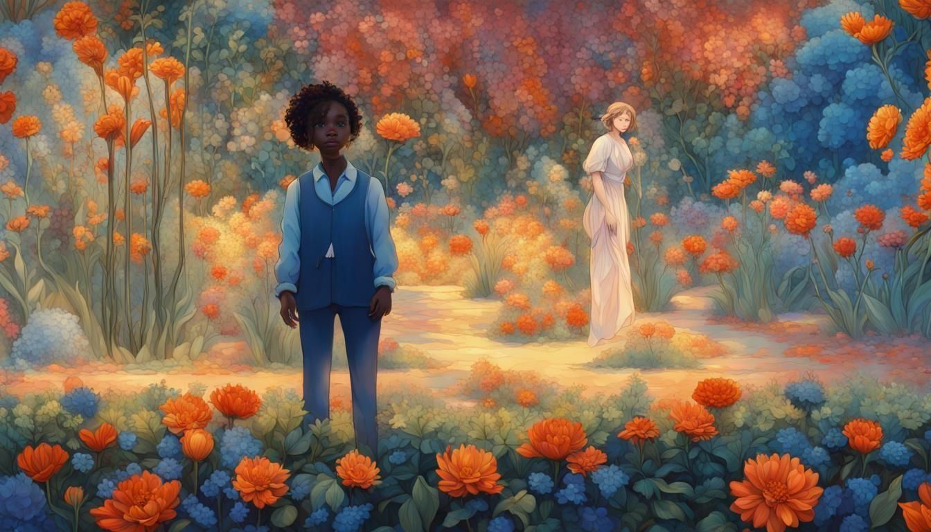 Figure with Floral Background: Fantasy Concept Art