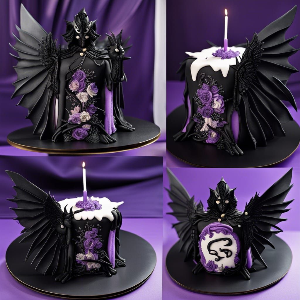 High Fantasy Gothic Shinigami Cake with Silver Details