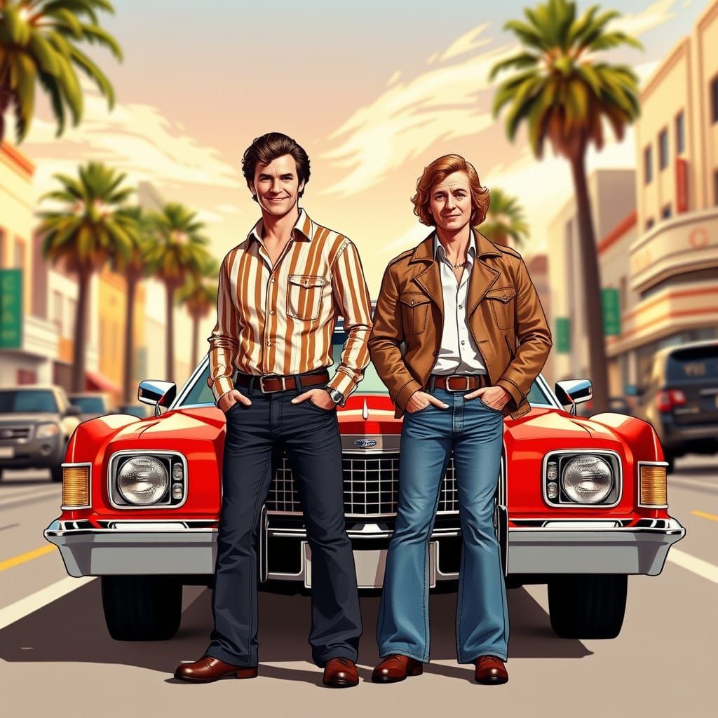 Retro Crime Duo Starsky and Hutch Pose with Their Iconic For...