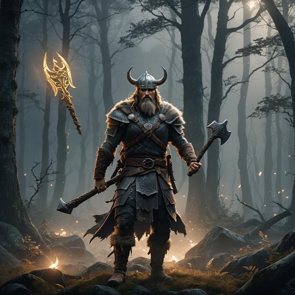 Viking Warrior in Detailed 3D Anime Art