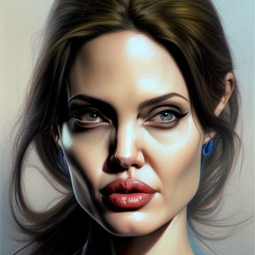 Angelina Jolie Portrait in Retro Sci-Fi Style