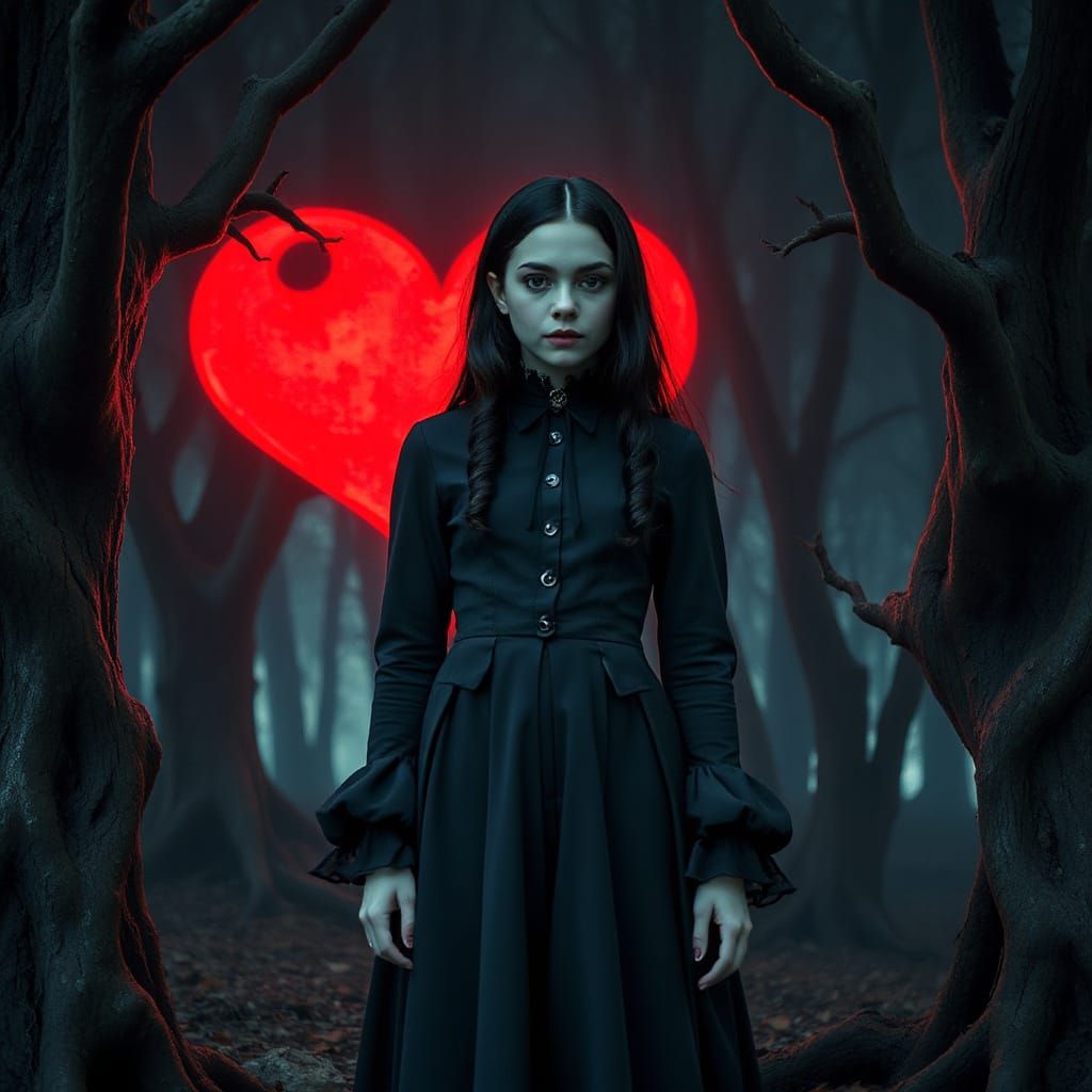 Wednesday Addams in Dark Gothic Elegance