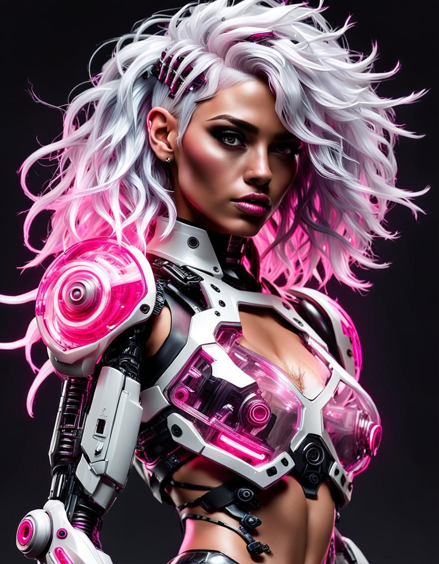 Bionic Colombian Woman in Cyberpunk Style