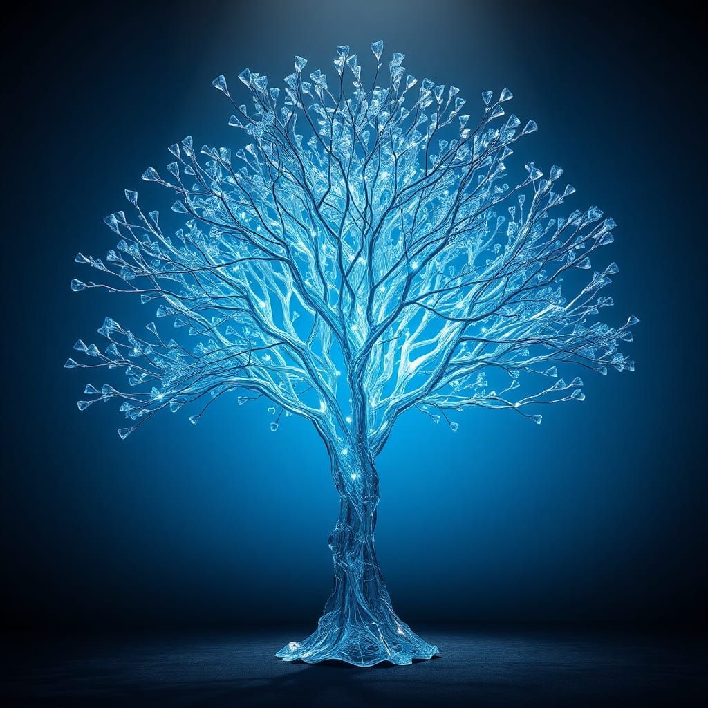 Radiant Glass Tree in Hyperrealistic HDR