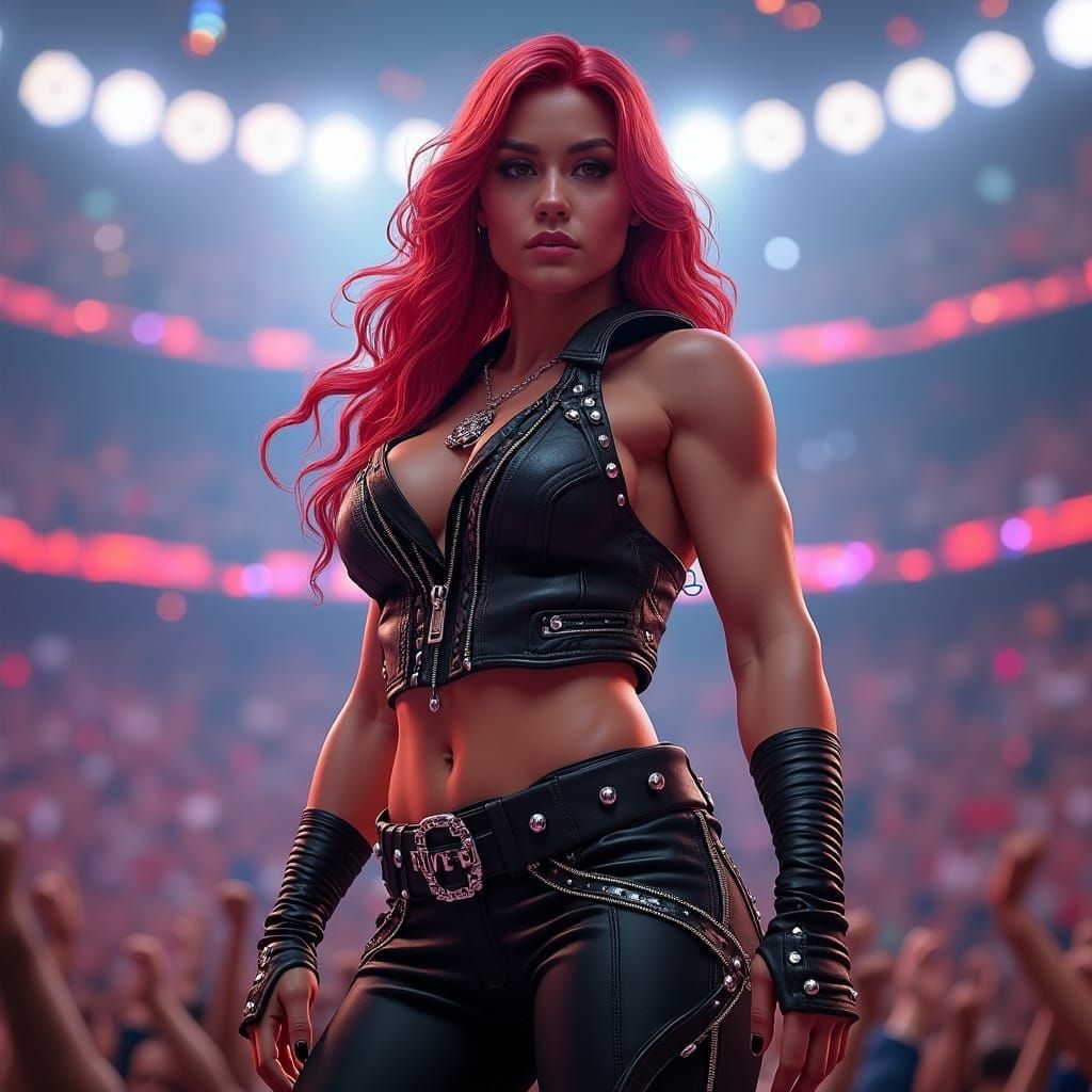 Muscular Redhead Wrestler at Wrestlemania, Detailed Digital ...