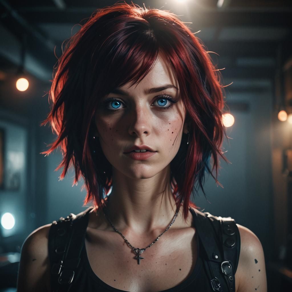 Cinematic Portrait of Emo Woman in Moody Lighting