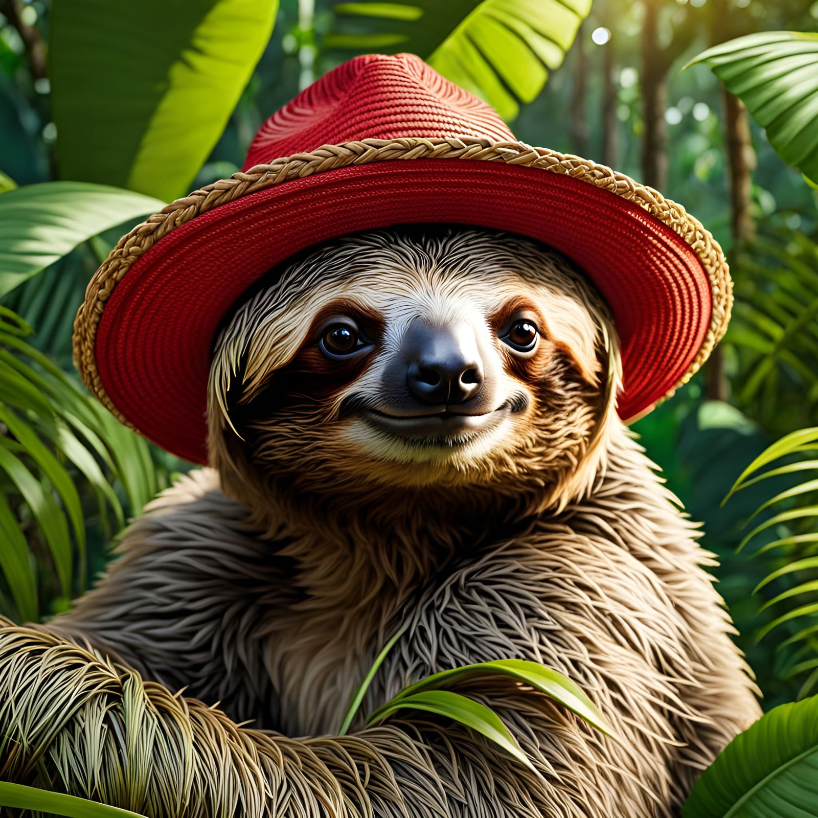 Sloth with Red Beard in Jungle, 8k Detail