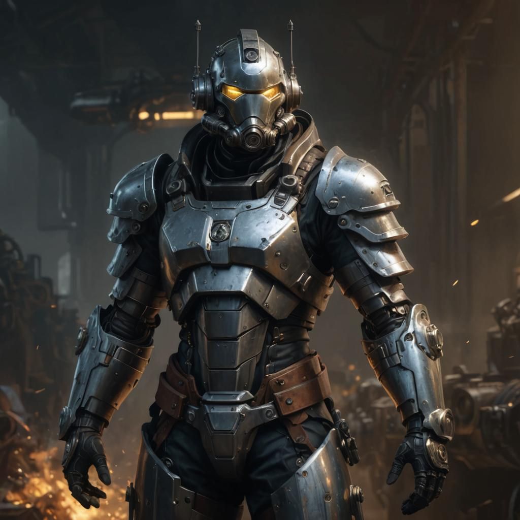 Fallout Mechanist in Silver Armor, Digital Art