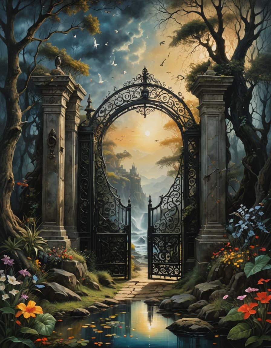 Gate to Paradise: Hyperrealistic Dark Fantasy Concept Art