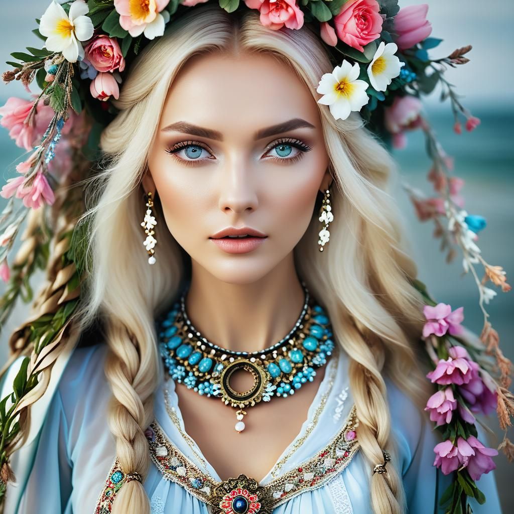 Ethereal Portrait of a Slavic Beauty in Pastel Hues