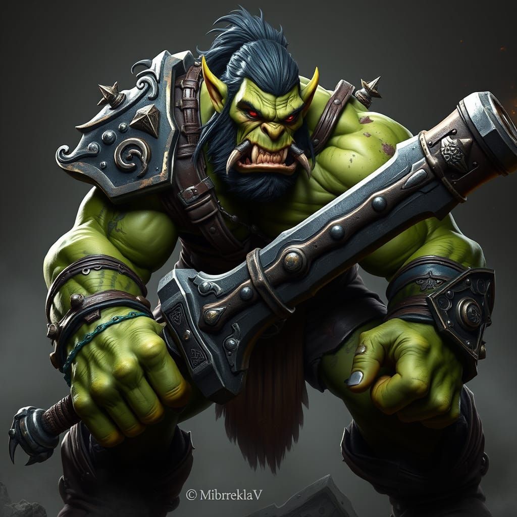 Powerful Orc in Fierce Battle Stance