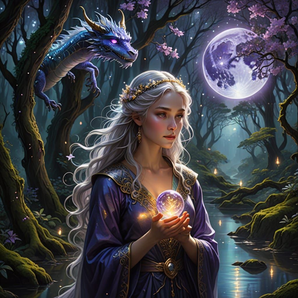 Ethereal Alien Princess in Enchanted Forest at Twilight