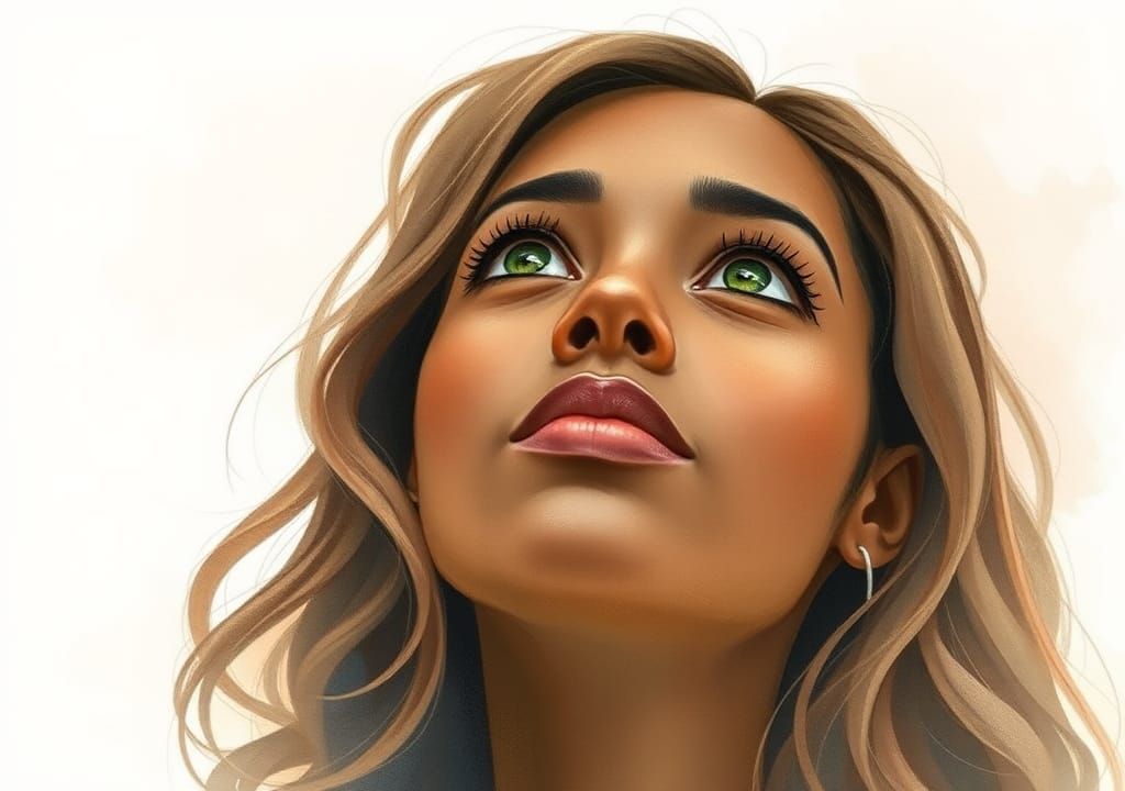 Ethereal Watercolor Portrait of a Black Woman