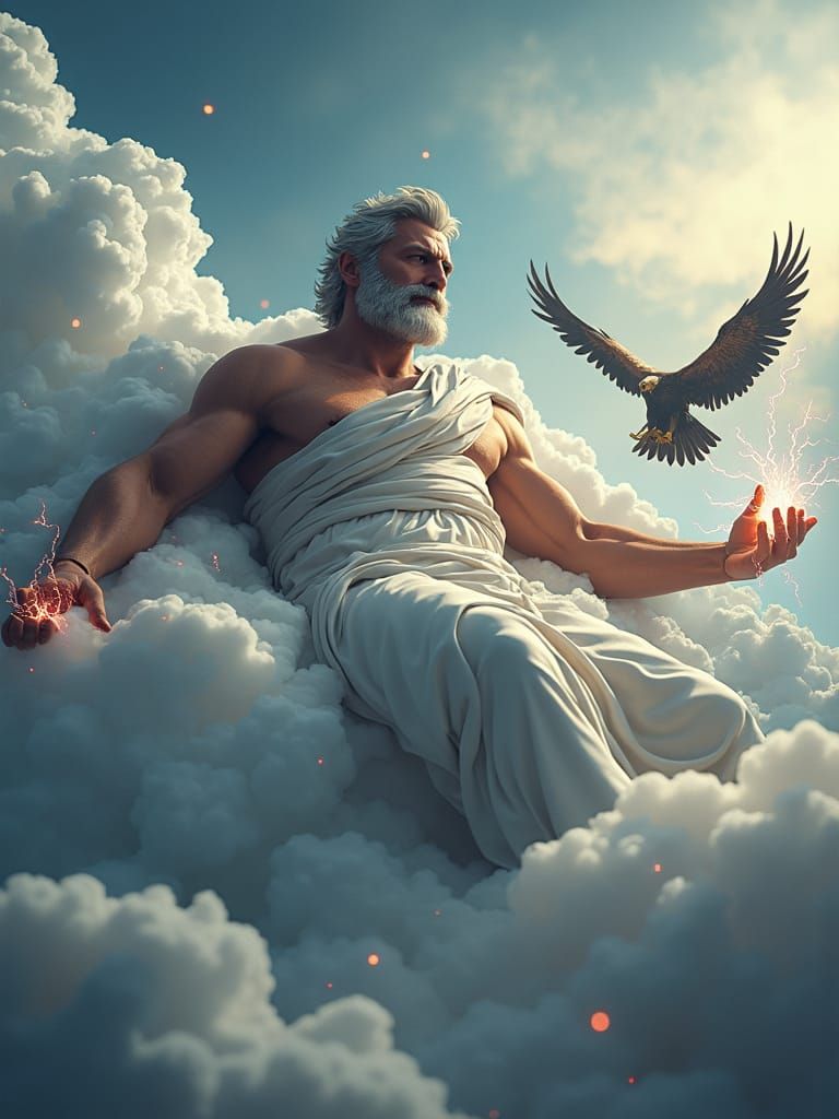 Majestic Zeus in the Clouds Concept Art